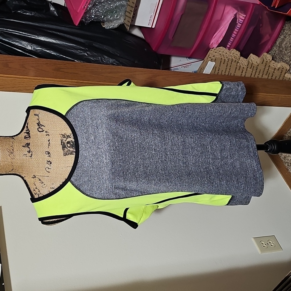 3x Neon Yellow And Grey Tank Top.
